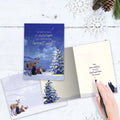 Load image into Gallery viewer, The inside of Tree-Free’s Joyful Winter card, with the cover and envelope in the background.