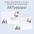 Load image into Gallery viewer, The envelope for Tree-Free’s Dog Magic card, along with the following text: “Every Tree-Free 5x7 card comes with a matching ARTvelope!”