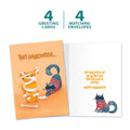 Load image into Gallery viewer, The cover and inside of Tree-Free’s Wrapped Pets card, along with the following text: “4 greeting cards, 4 matching envelopes”