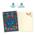 Load image into Gallery viewer, The cover and inside of Tree-Free’s Floral Fall card, along with the following text: “4 greeting cards, 4 matching envelopes”