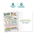 Load image into Gallery viewer, The cover and inside of Tree-Free’s Dad's Tools Birthday card, along with the following text: “6 greeting cards, 6 matching envelopes”