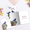 Load image into Gallery viewer, The inside of Tree-Free’s Blink and Grow Daughter card, with the cover and envelope in the background.