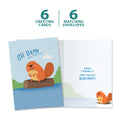 Load image into Gallery viewer, The cover and inside of Tree-Free’s Beaver Dam card, along with the following text: “6 greeting cards, 6 matching envelopes”
