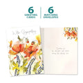 Load image into Gallery viewer, The cover and inside of Tree-Free’s Heartfelt Flowers card, along with the following text: “6 greeting cards, 6 matching envelopes”
