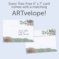 Load image into Gallery viewer, The envelope for Tree-Free’s Bunny Queen card, along with the following text: “Every Tree-Free 5x7 card comes with a matching ARTvelope!”