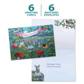 Load image into Gallery viewer, The cover and inside of Tree-Free’s Bunny Queen card, along with the following text: “6 greeting cards, 6 matching envelopes”