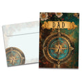 Load image into Gallery viewer, The cover of Tree-Free's Compass Dad Birthday card, along with its matching envelope.