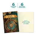 Load image into Gallery viewer, The cover and inside of Tree-Free’s Compass Dad Birthday card, along with the following text: “6 greeting cards, 6 matching envelopes”