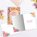 Load image into Gallery viewer, The inside of Tree-Free’s Mom Place Birthday card, with the cover and envelope in the background.