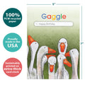 Load image into Gallery viewer, The cover of Tree-Free’s Gaggle Search card with lines demonstrating its 5x7 dimensions, along with the following text: “100% PCW recycled paper, proudly made in the USA, sustainably printed on extra-thick card stock”