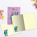 Load image into Gallery viewer, The inside of Tree-Free’s Hi Bear card, with the cover and envelope in the background.
