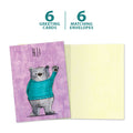 Load image into Gallery viewer, The cover and inside of Tree-Free’s Hi Bear card, along with the following text: “6 greeting cards, 6 matching envelopes”