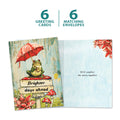 Load image into Gallery viewer, The cover and inside of Tree-Free’s Brighter Frog card, along with the following text: “6 greeting cards, 6 matching envelopes”