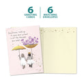 Load image into Gallery viewer, The cover and inside of Tree-Free’s Wonderful Umbrellas card, along with the following text: “6 greeting cards, 6 matching envelopes”