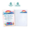Load image into Gallery viewer, The cover and inside of Tree-Free’s Couch Mountains card, along with the following text: “6 greeting cards, 6 matching envelopes”