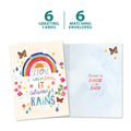 Load image into Gallery viewer, The cover and inside of Tree-Free’s Always Rainbow card, along with the following text: “6 greeting cards, 6 matching envelopes”
