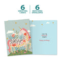 Load image into Gallery viewer, The cover and inside of Tree-Free’s Magical Floral Unicorn Daughter card, along with the following text: “6 greeting cards, 6 matching envelopes”