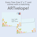 Load image into Gallery viewer, The envelope for Tree-Free’s Little and Fierce Daughter card, along with the following text: “Every Tree-Free 5x7 card comes with a matching ARTvelope!”