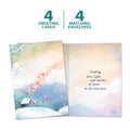 Load image into Gallery viewer, The cover and inside of Tree-Free’s Luminous Love card, along with the following text: “4 greeting cards, 4 matching envelopes”