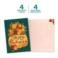 Load image into Gallery viewer, The cover and inside of Tree-Free’s Overflowing Gratitude card, along with the following text: “4 greeting cards, 4 matching envelopes”