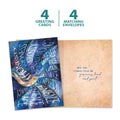 Load image into Gallery viewer, The cover and inside of Tree-Free’s Generous and Kind card, along with the following text: “4 greeting cards, 4 matching envelopes”