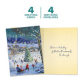 Load image into Gallery viewer, The cover and inside of Tree-Free’s Dreaming of a White Christmas card, along with the following text: “4 greeting cards, 4 matching envelopes”