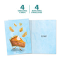 Load image into Gallery viewer, The cover and inside of Tree-Free’s Pie There card, along with the following text: “4 greeting cards, 4 matching envelopes”