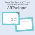 Load image into Gallery viewer, The envelope for Tree-Free’s In His Sight card, along with the following text: “Every Tree-Free 5x7 card comes with a matching ARTvelope!”
