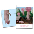 Load image into Gallery viewer, The cover of Tree-Free's Pigs Bubblegum card, along with its matching envelope.