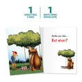 Load image into Gallery viewer, The cover and inside of Tree-Free’s Bear Trap card, along with the following text: “1 greeting card, 1 matching envelope”