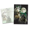 Load image into Gallery viewer, The cover of Tree-Free's Three Wolf Moon All Occasion Card card, along with its matching envelope.