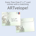 Load image into Gallery viewer, The envelope for Tree-Free’s Three Wolf Moon card, along with the following text: “Every Tree-Free 5x7 card comes with a matching ARTvelope!”