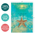 Load image into Gallery viewer, The cover of Tree-Free’s Not All Stars Belong card with lines demonstrating its 5x7 dimensions, along with the following text: “100% PCW recycled paper, proudly made in the USA, sustainably printed on extra-thick card stock”