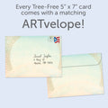 Load image into Gallery viewer, The envelope for Tree-Free’s When I Count My Blessings card, along with the following text: “Every Tree-Free 5x7 card comes with a matching ARTvelope!”