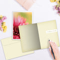 Load image into Gallery viewer, The inside of Tree-Free’s Comfort And Peace Sympathy Card card, with the cover and envelope in the background.
