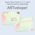 Load image into Gallery viewer, The envelope for Tree-Free’s Your Smile card, along with the following text: “Every Tree-Free 5x7 card comes with a matching ARTvelope!”