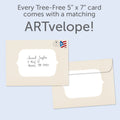 Load image into Gallery viewer, The envelope for Tree-Free’s Grateful card, along with the following text: “Every Tree-Free 5x7 card comes with a matching ARTvelope!”