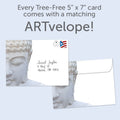 Load image into Gallery viewer, The envelope for Tree-Free’s Living Radiance card, along with the following text: “Every Tree-Free 5x7 card comes with a matching ARTvelope!”
