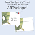 Load image into Gallery viewer, The envelope for Tree-Free’s Listen card, along with the following text: “Every Tree-Free 5x7 card comes with a matching ARTvelope!”