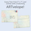 Load image into Gallery viewer, The envelope for Tree-Free’s Always card, along with the following text: “Every Tree-Free 5x7 card comes with a matching ARTvelope!”