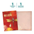 Load image into Gallery viewer, The cover and inside of Tree-Free’s Believe All Occasion Card card, along with the following text: “1 greeting card, 1 matching envelope”