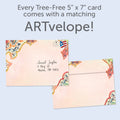 Load image into Gallery viewer, The envelope for Tree-Free’s Growing Up is Inevitable card, along with the following text: “Every Tree-Free 5x7 card comes with a matching ARTvelope!”