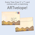 Load image into Gallery viewer, The envelope for Tree-Free’s The Day You Were Born card, along with the following text: “Every Tree-Free 5x7 card comes with a matching ARTvelope!”