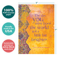 Load image into Gallery viewer, The cover of Tree-Free’s The Day You Were Born card with lines demonstrating its 5x7 dimensions, along with the following text: “100% PCW recycled paper, proudly made in the USA, sustainably printed on extra-thick card stock”