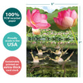Load image into Gallery viewer, The cover of Tree-Free’s Style & Grace card with lines demonstrating its 5x7 dimensions, along with the following text: “100% PCW recycled paper, proudly made in the USA, sustainably printed on extra-thick card stock”