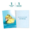 Load image into Gallery viewer, The cover and inside of Tree-Free’s Duck Duck Frog card, along with the following text: “1 greeting card, 1 matching envelope”