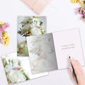 Load image into Gallery viewer, The inside of Tree-Free’s Beautiful Days Wedding Card card, with the cover and envelope in the background.