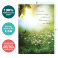 Load image into Gallery viewer, The cover of Tree-Free’s Carried Within card with lines demonstrating its 5x7 dimensions, along with the following text: “100% PCW recycled paper, proudly made in the USA, sustainably printed on extra-thick card stock”