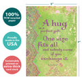 Load image into Gallery viewer, The cover of Tree-Free’s One Size Fits All card with lines demonstrating its 5x7 dimensions, along with the following text: “100% PCW recycled paper, proudly made in the USA, sustainably printed on extra-thick card stock”