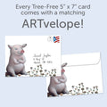 Load image into Gallery viewer, The envelope for Tree-Free’s Pig in Shitakes card, along with the following text: “Every Tree-Free 5x7 card comes with a matching ARTvelope!”